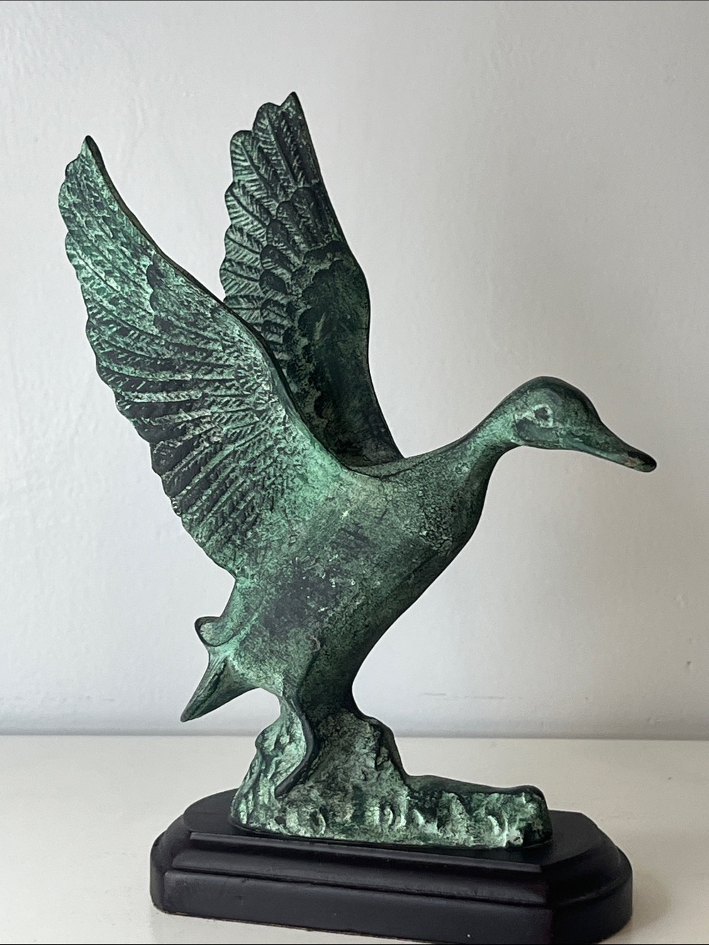 Vintage Toyo - Bronze with Patina Like Flying Duck Figurine made in Korea w/ Tag